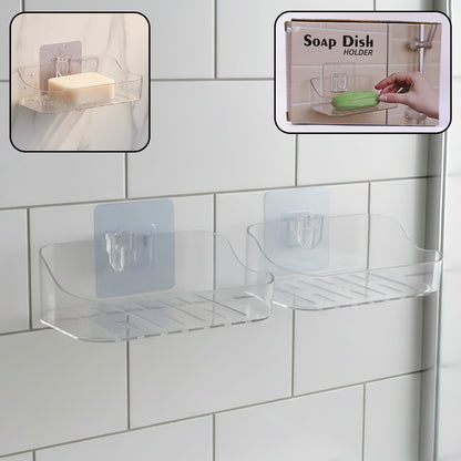 Wall-Mounted Transparent Soap Dish Holder Set