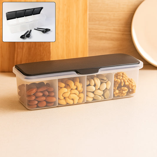 Kitchen Multipurpose Air-tight 4 Sections Storage Containers / Masala Box (1 Set)