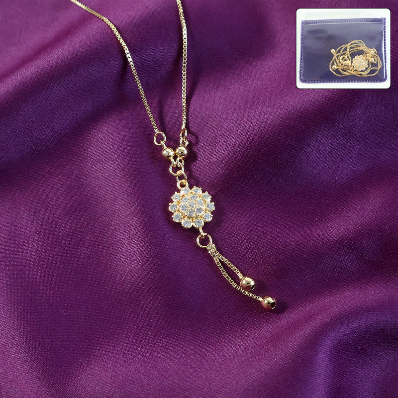 Gold-Plated Sparkling Floral Pendant Necklace for Women