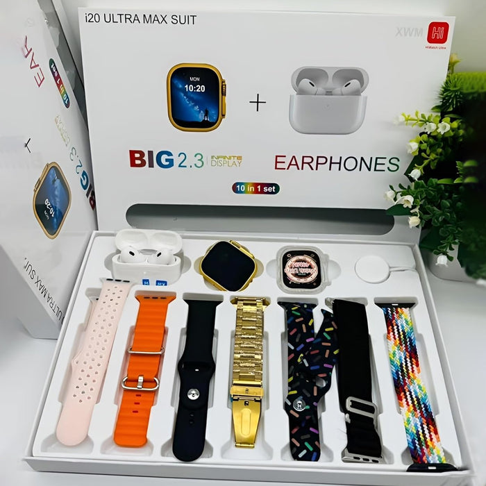 10 in1 Smart Bluetooth Calling Smartwatch + Earphones