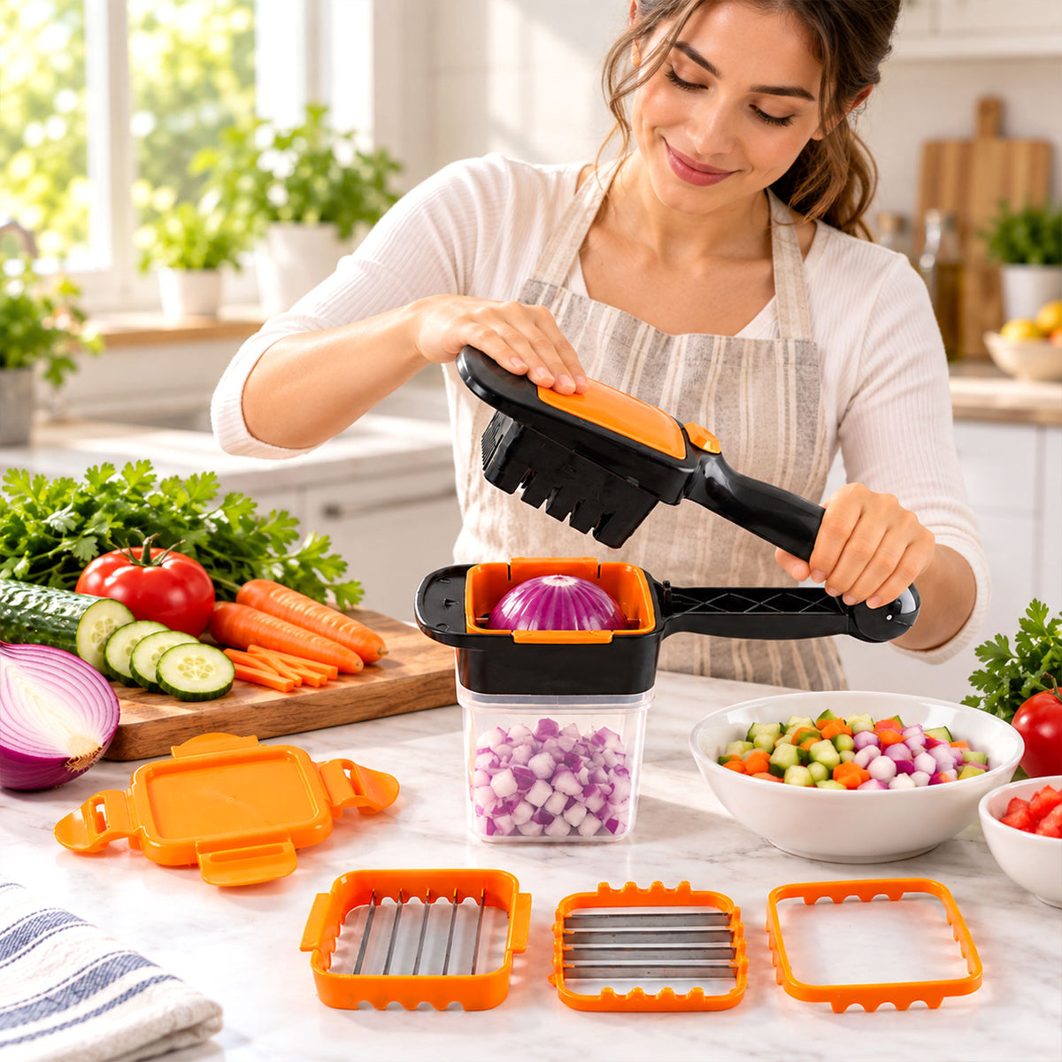 5 in 1 Vegetable Dicer for Kitchen, Onion and Salad Cutter Chopper (1 Pc)