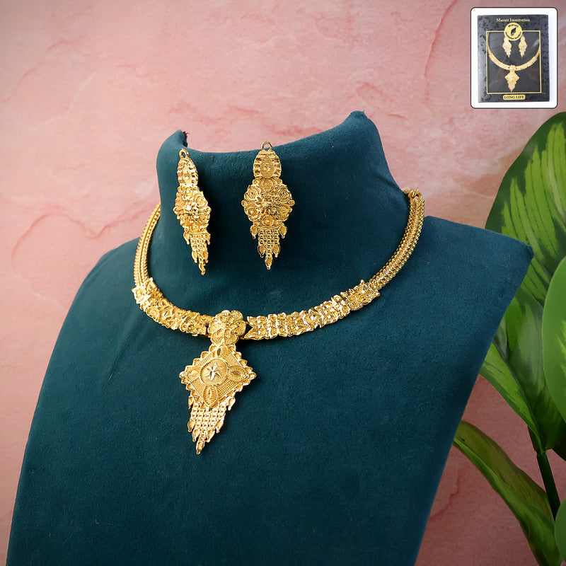 Traditional Floral Drop Choker Necklace Set – Elegant Festive & Wedding Jewellery