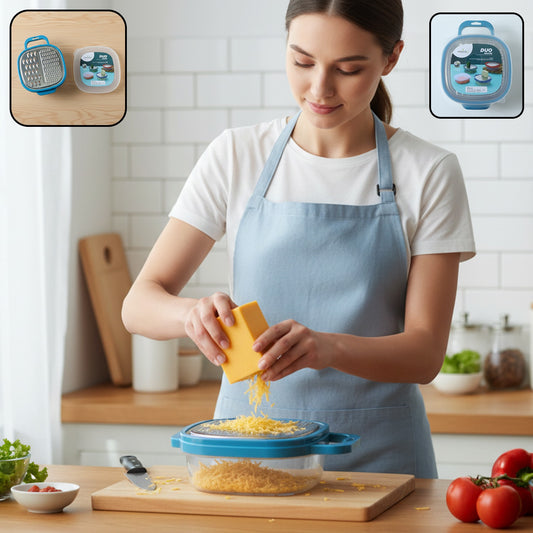 Konvex duo grater with container and lid kitchen tool