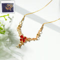 Red Butterfly Gold-Plated Pendant Necklace – Elegant Women's Jewellery