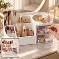 Vanity Organizer with Rotating Tray & Drawers for Easy Storage