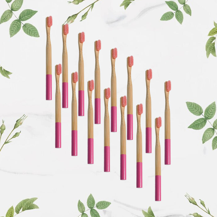 13030 Bamboo Wooden Toothbrush Soft Toothbrush Wooden Child Bamboo Toothbrush Biodegradable Manual Toothbrush for Adult, Kids (15 pcs set / With Round Box)