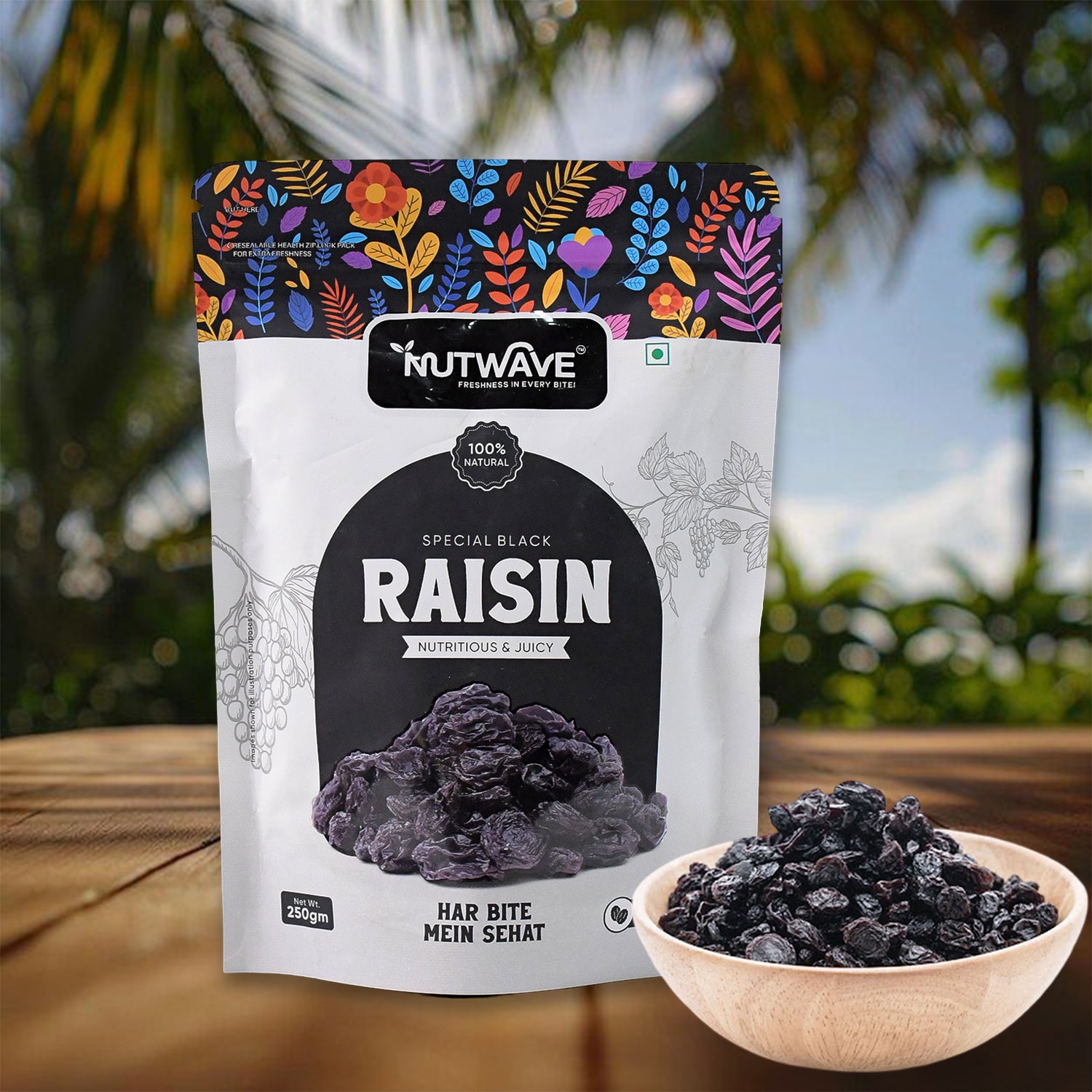 Nutwave Special Black Raisin juicy & Nutritious, dryfruits 250gm