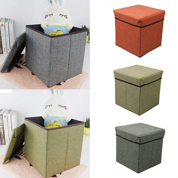 Living Room Cube Shape Sitting Stool with Storage Box. Foldable Storage Bins Multipurpose Clothes, Books, and Toys Organizer with Cushion Seat (multicolor )