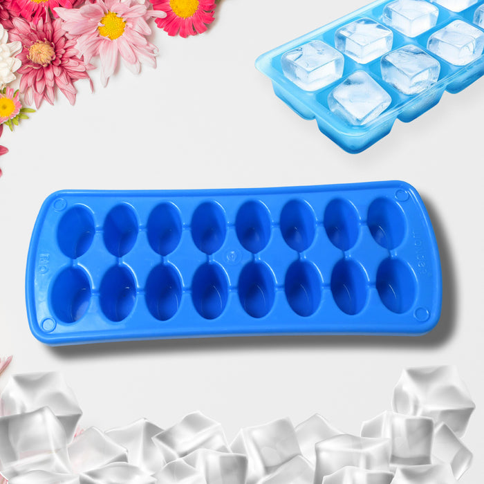 Plastic Ice Cube Tray- Cube Plastic Ice Cube Moulds & Tray with Flexible Ice Trays, Stackable Flexible & Twist Release Safe Ice Cube Molde