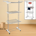 Cloth Drying Stand – 3-Tier Foldable Stainless Steel with Wheels