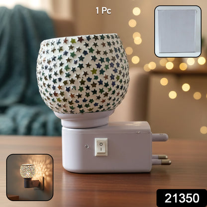 Decorative star pattern mosaic glass plug-in night lamp