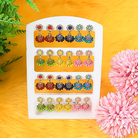 Small And Simple Fancy Jhumka Earrings Pack Of 12 Pair