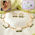 White Lotus Necklace Set – Adjustable Thread Traditional Jewellery