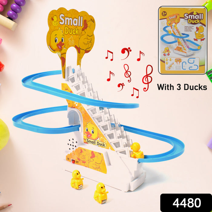 Duck Climb Stairs Toy Roller Coaster with Flashing Lights & Music (3 Ducks)