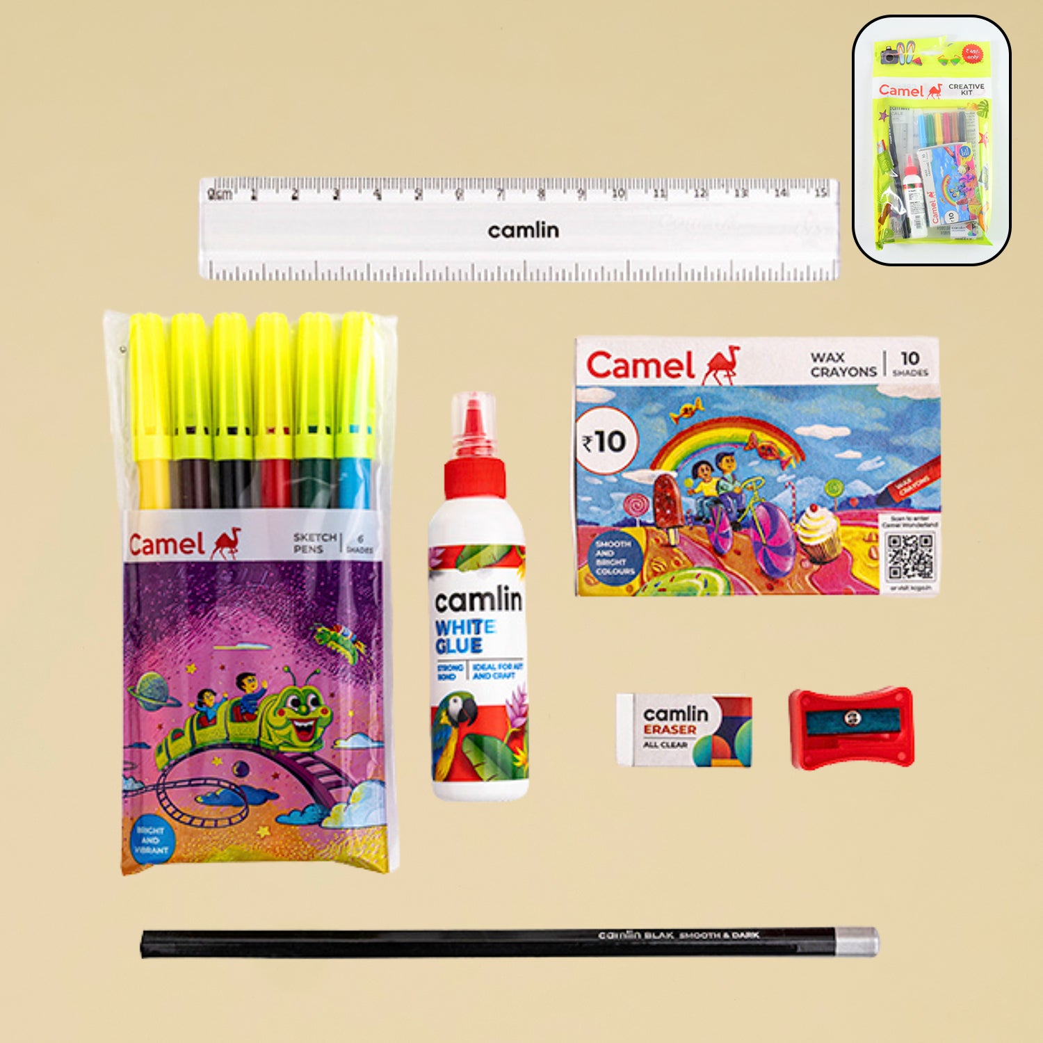 Camel Creative Kit – 7-in-1 Fun & Colorful Stationery Set for Kids