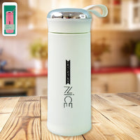 Water bottle 400ml leak proof, glass water bottle with daily water intake for gym and children, Nice Bottle (1 pc / White Color)