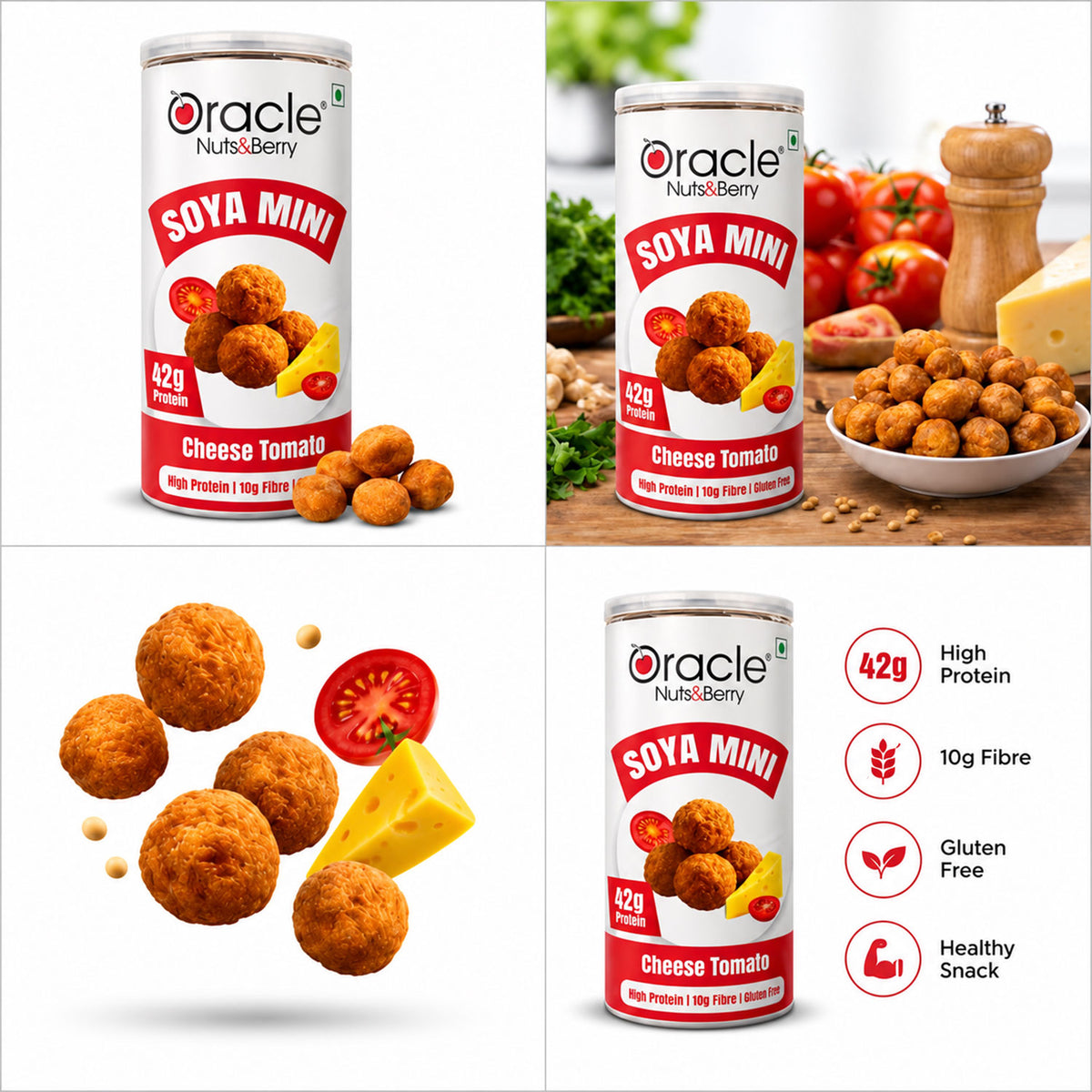 Cheese Tomato Soya Mini Premium High Protein Roasted Crunchy Tasty Soya Bites (120g)