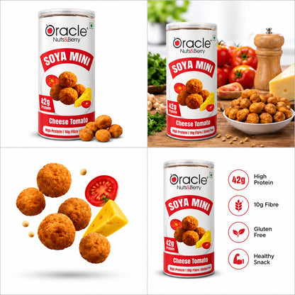 Cheese Tomato Soya Mini Premium High Protein Roasted Crunchy Tasty Soya Bites (120g)