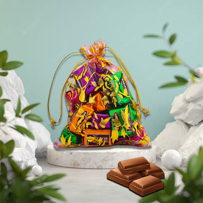 Decorative Gift Potli with 10 Premium Chocolates / Reusable Potli – Festive & Return Gift Hamper