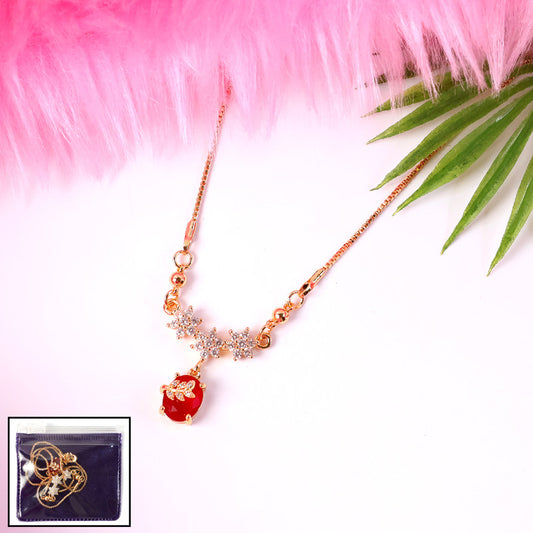 Red Stone Butterfly Pendant Necklace