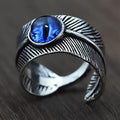 Evil Eye Feather Finger Ring – Blue Design | BBJ