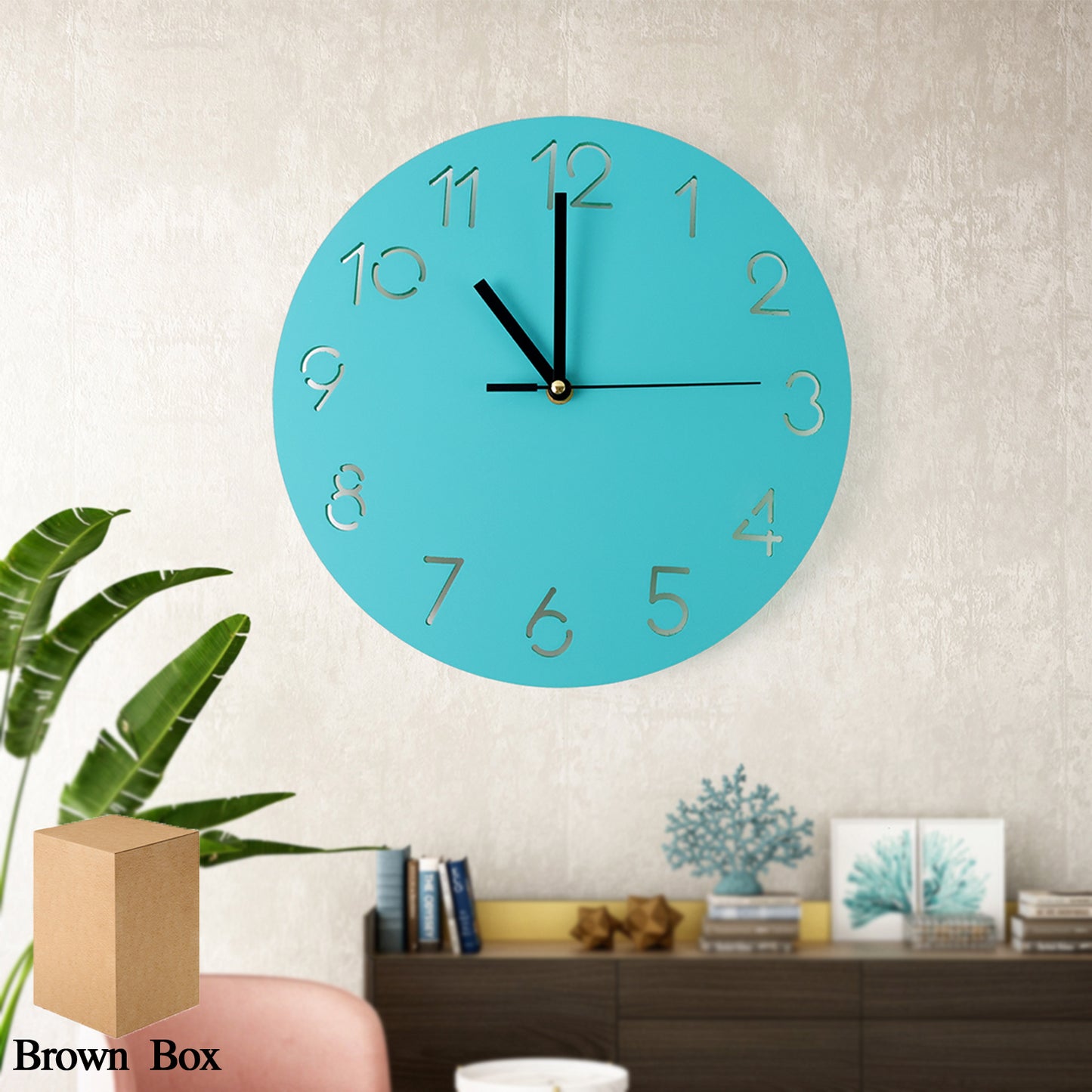 Round Wall Clock with Cut-Out Number Design – Silent Non-Ticking Decorative Timepiece (1 Pc)