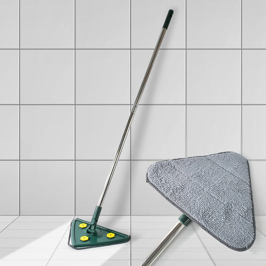 2-in-1 Extendable Triangle Mop – Retractable, 360° Rotating, Telescopic & Reusable Mop Heads (1 Pc)