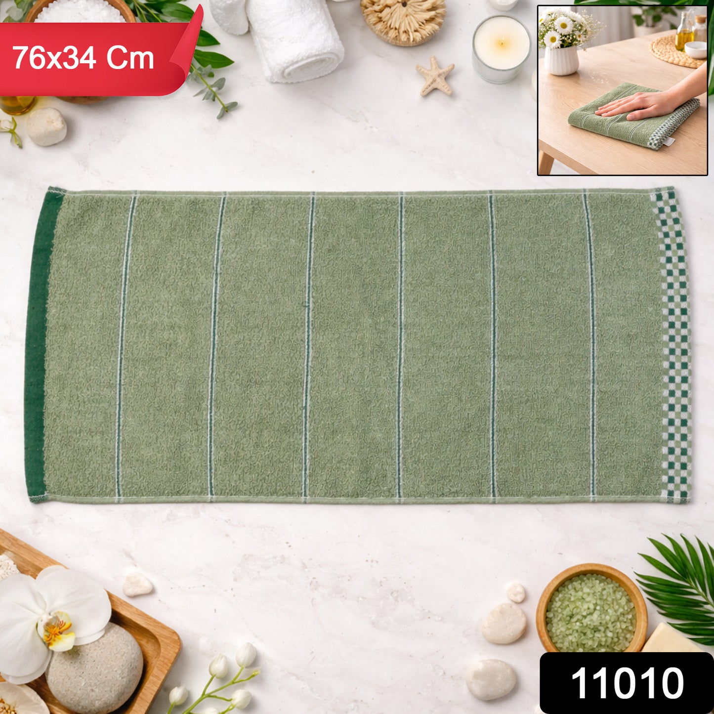Soft cotton cloth bath towel neatly folded