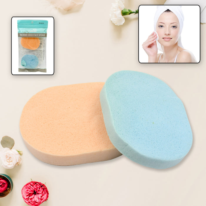 12633 Reusable Facial Sponge for Daily Cleansing and Gentle Exfoliation, Makeup Remover, Face Wash Sponge, Makeup and Dead Skin, Cleansing Sponge for Dry & Wet Use For Women’s (2 Pcs Set)