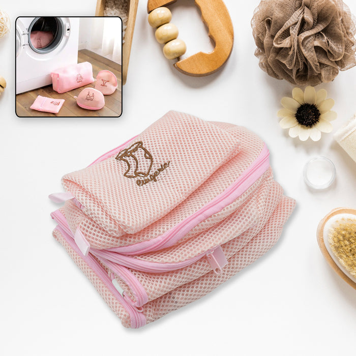 1211 5pc Zippered Mesh Laundry Wash Bags Foldable Delicates Lingerie Socks, Underwear Blouse, Hosiery, Stocking and Lingerie Washing Machine Clothes Protection Net (5 Pc Set)