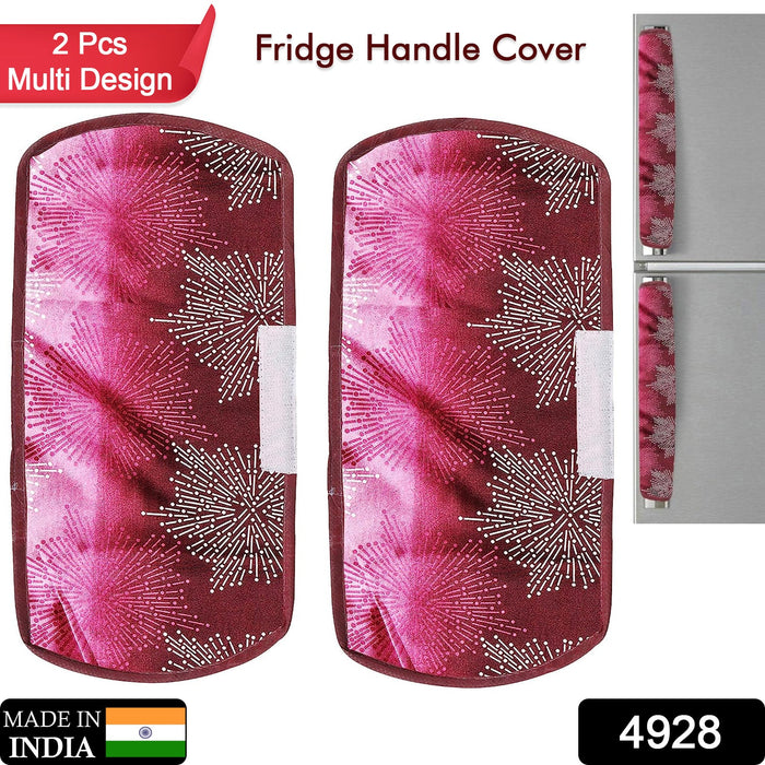 Fridge Cover Handle Cover Polyester High Material Cover For All Fridge Handle Use ( Set Of 2 Pcs ) Multi Design