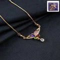 Gold-Plated Multicolor Stone Floral Pendant Necklace – Elegant Design