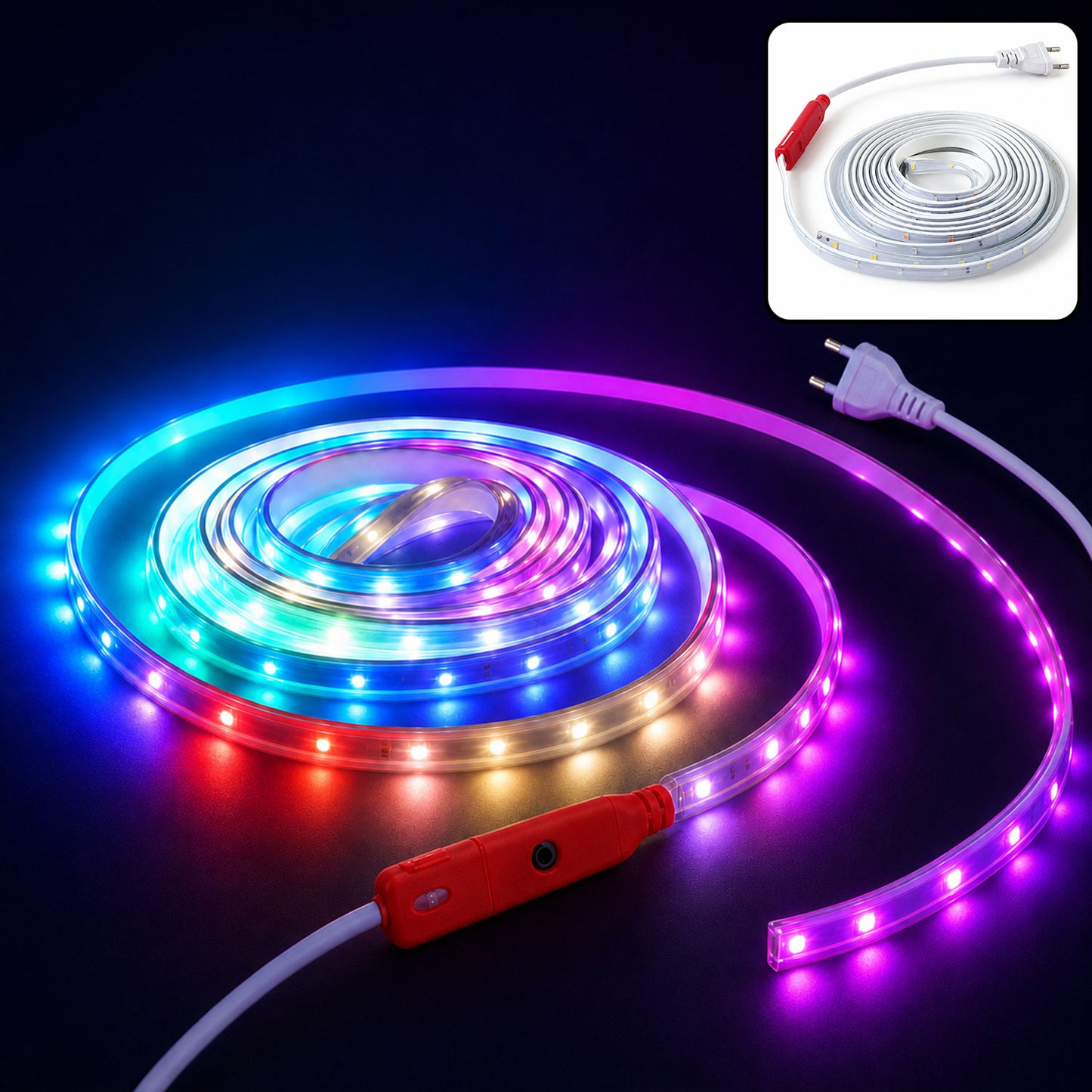 LED Rope Light 10 Metre with Plug and Switch Multicolour Strip (1 Pc)