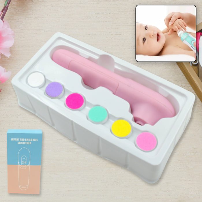 6 in1 Electric Manicure Nail Sharpener for Babies and Children Baby Nail Cutter Manicure with 6 Grinding Heads, Electric Baby Nail File Electric Nail Clipper Toddler Nail Scissors Dropshipping
