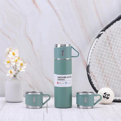 Vacuum Insulated Flask Set with 3 Cups (1 Pc / 500ml)