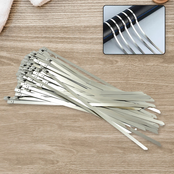 Stainless Steel Cable TIE Used for Solar, Industrial and Home Improvement Multipurpose HIGH Strength, Self-Locking Zip Ties, Multi-purpose Tie, Portable Rustproof 100Pcs Wide Application Zip Tie Set for Building ( 4.6x200MM & 4.6x100MM /  100 pcs Set)