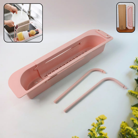 Over-sink caddy with dual towel bar and integrated drip tray