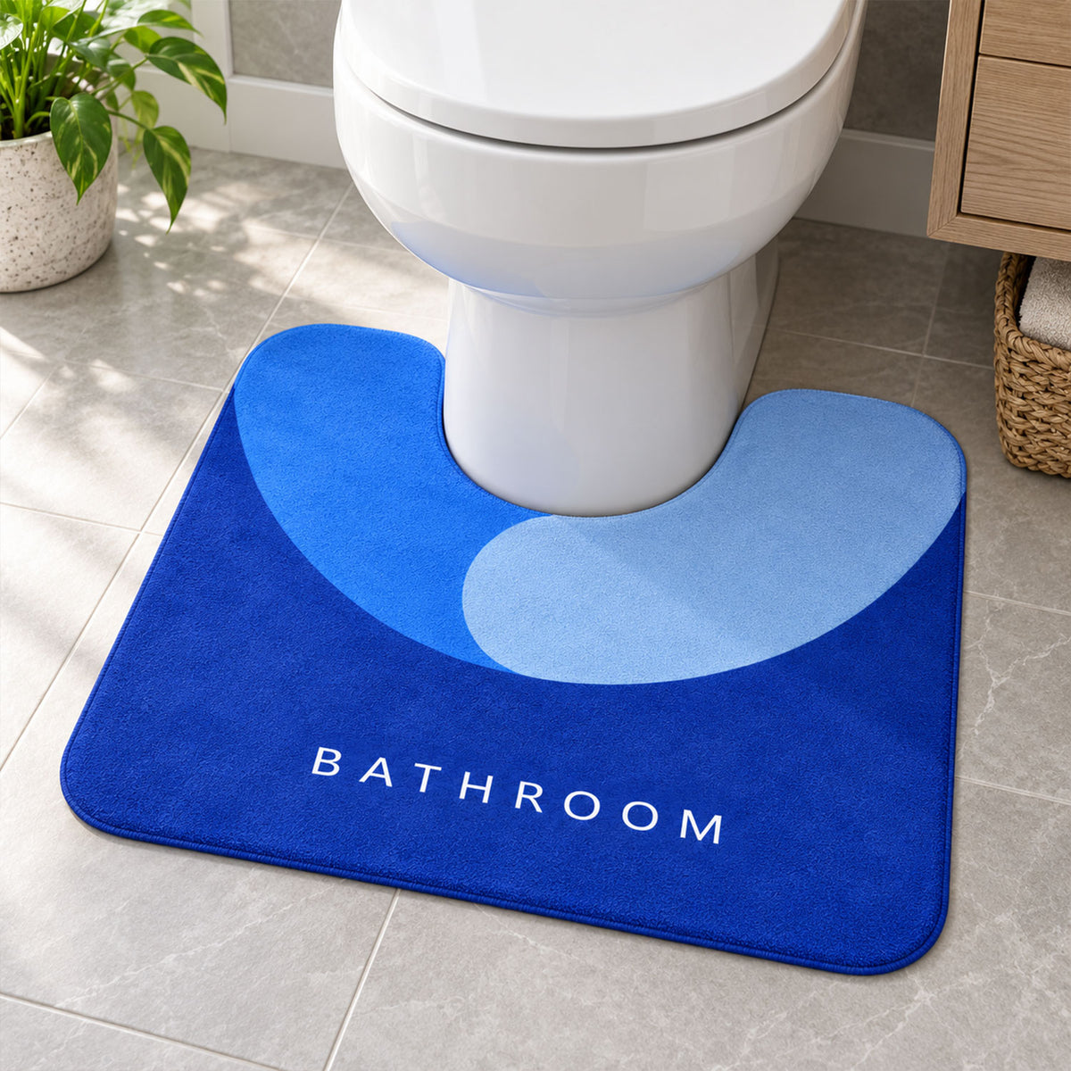 U Shape Toilet Contour Mat, Anti-Skid Absorbent Commode Rug (1 Pc, 40x50 Cm)
