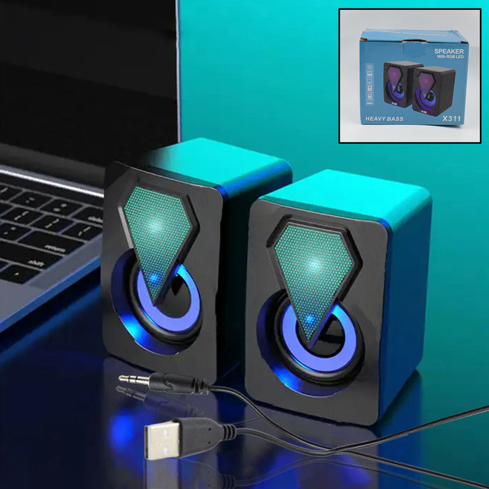 RGB Desktop Speakers, Plug, and Play USB Powered Speaker (2 Pc Set)