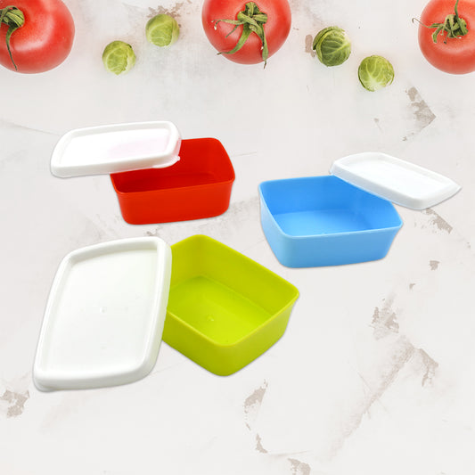 3-Piece Multicolor Airtight Container Set – Rectangular Food & Fridge Storage