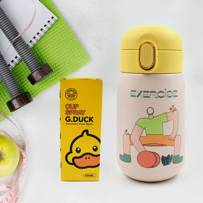Duck Stainless Steel Water Bottle For Kids Adults Steel Flask Metal Thermos, Spill Proof Cap Closure, BPA Free For School Home Office, Drinkware, 400 ML