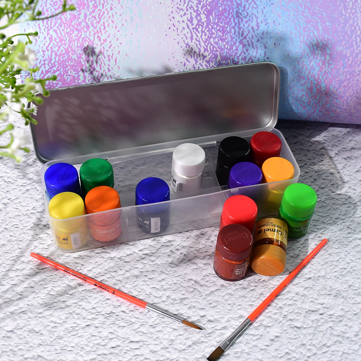 Camel Poster Colours – 14 Shades Student Set in Metal Box (10 ml Each)