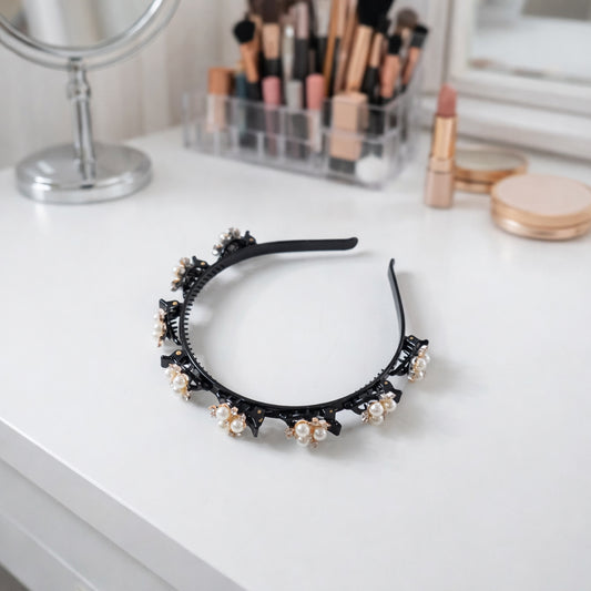 Stylish Pearl Embellished Floral Hairband for Girls & Women (1 Pc)