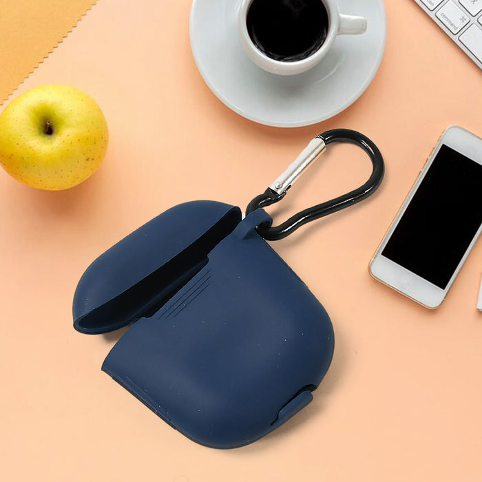 6473 Silicone Shockproof Protection Wireless Headphones Carrying Box Cover with Metal Keychain