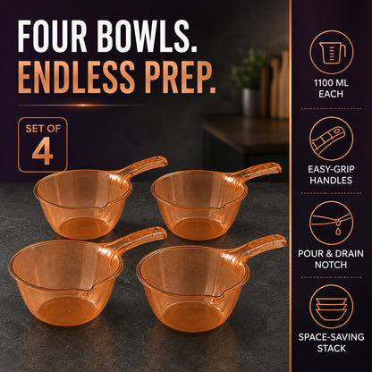 Kitchen Washing & Straining Bowl – 1100 ML Set of 4