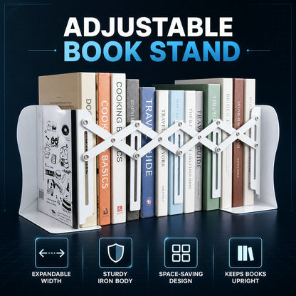 Adjustable Telescope Iron Desk Book Stand – Expandable Organizer