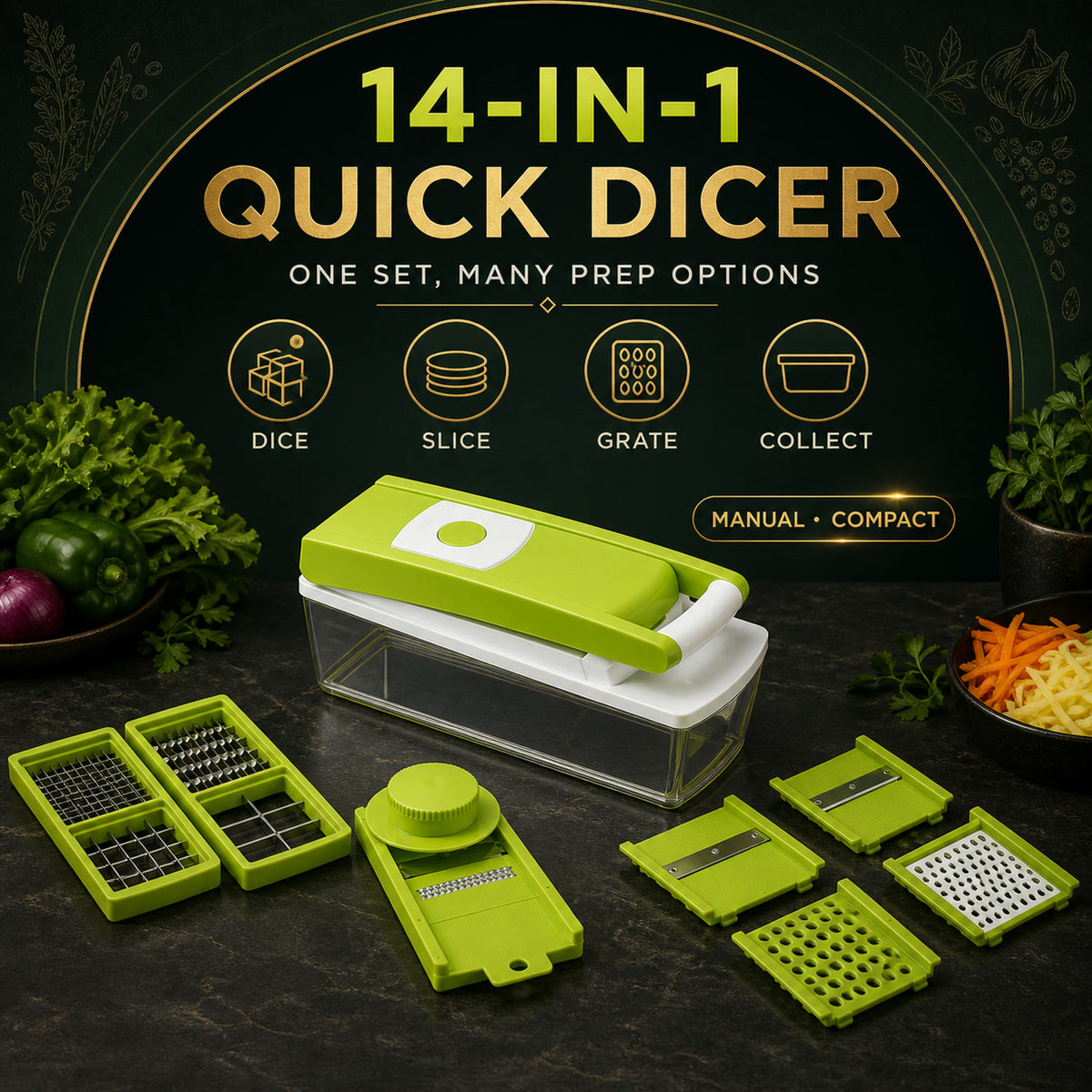 Vegetable Dicer – 14-in-1 Multi-functional Chopper | House of Sensation