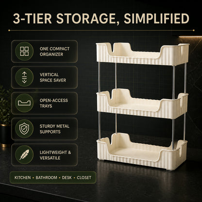3-Tier Storage Organizer Rack – Compact & Versatile Shelf