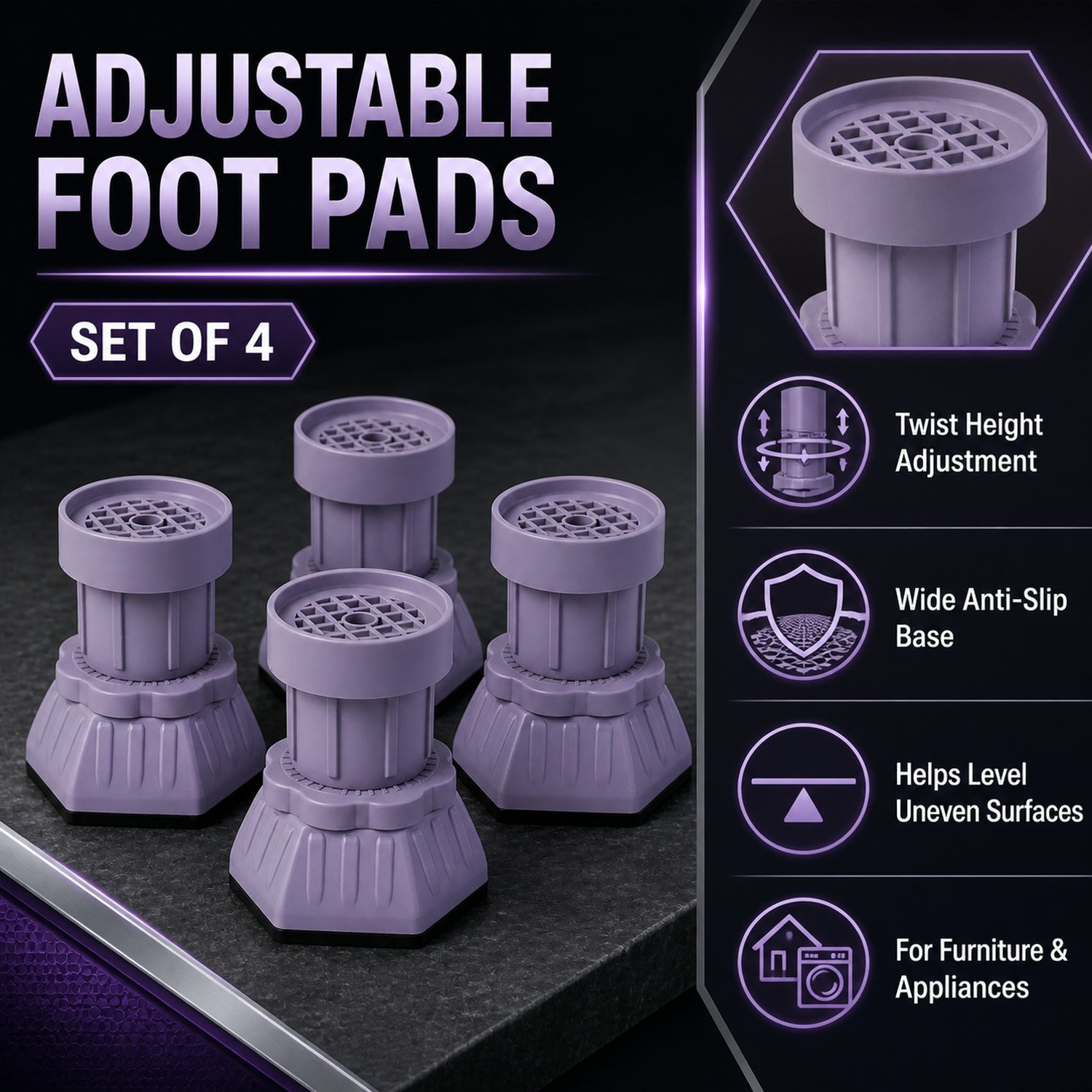Furniture Leveler Pads – Instantly Stabilize & Protect Floors
