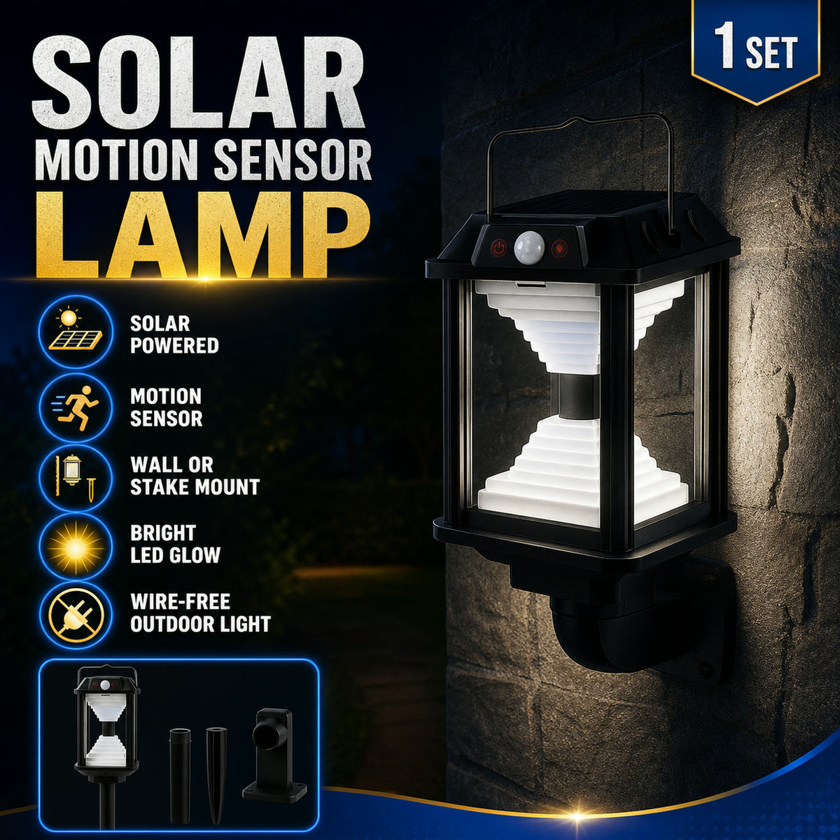 Solar Induction LED Wall Lamp – Motion Sensor Outdoor Light